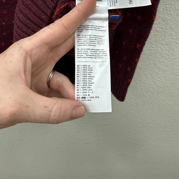 Fjallraven Ovik Fair Isle Wool Knit Elbow Patch Pullover Sweater Women Large NEW - Picture 6 of 9